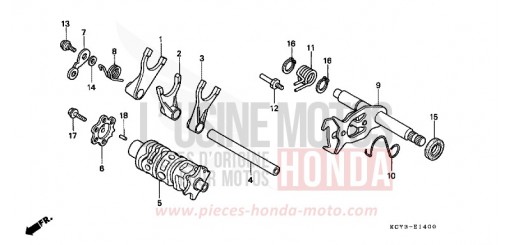 SHIFT DRUM/SHIFT FORK XR400RT de 1996